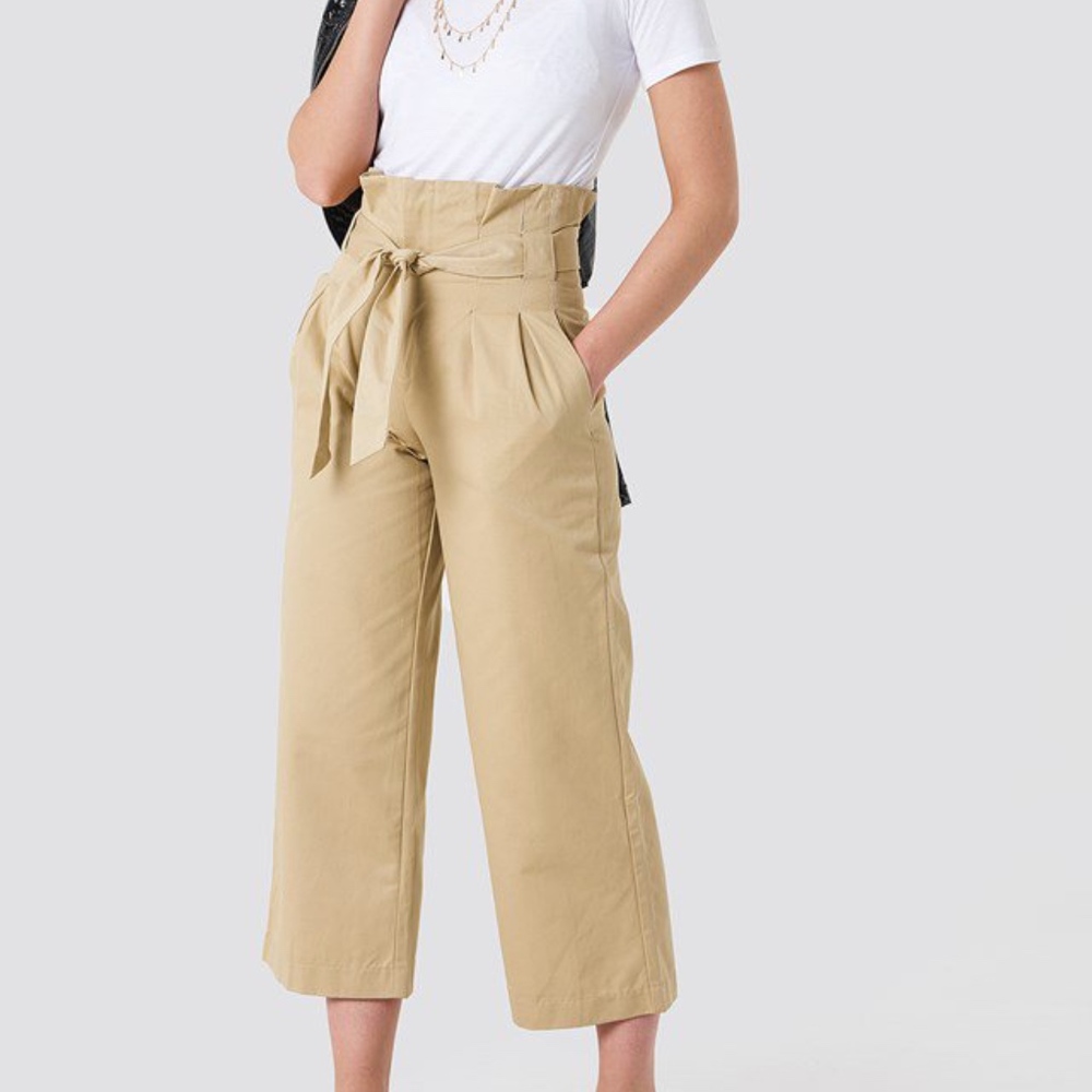 Tied Waist Wide Cotton Pants